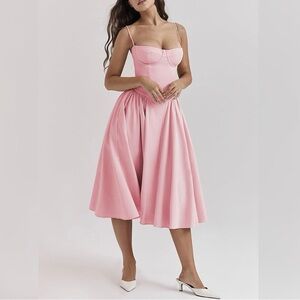 NWT - Elegant Pink Midi Corset Dress - Size M
